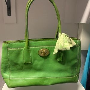 Green Coach handbag